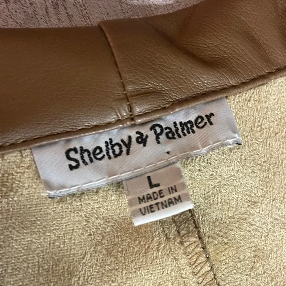 Faux Tan Leather cropped Jacket/blazer- size L - Picture 2 of 11